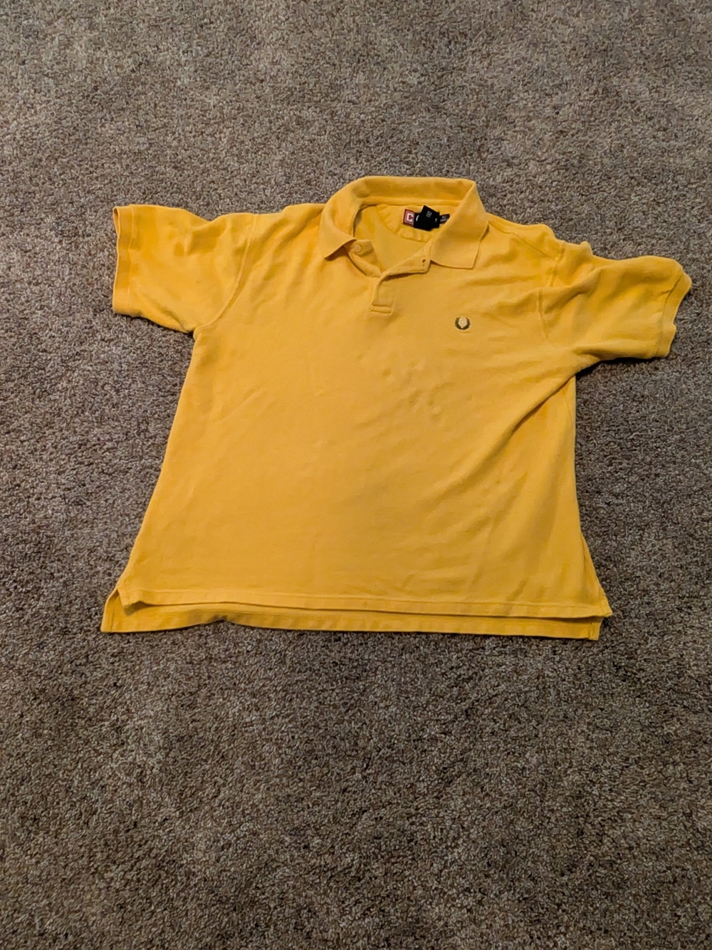 Men's Chaps Yellow Cotton Short Sleeve Solid Collared Polo Shirt Size XL